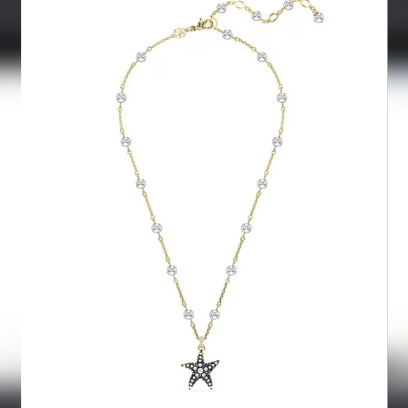 🦋 Idyllia Starfish Crystal and Pearl Short Pendant Necklace